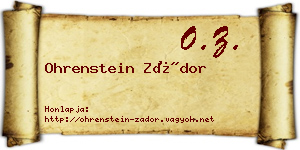 Ohrenstein Zádor névjegykártya